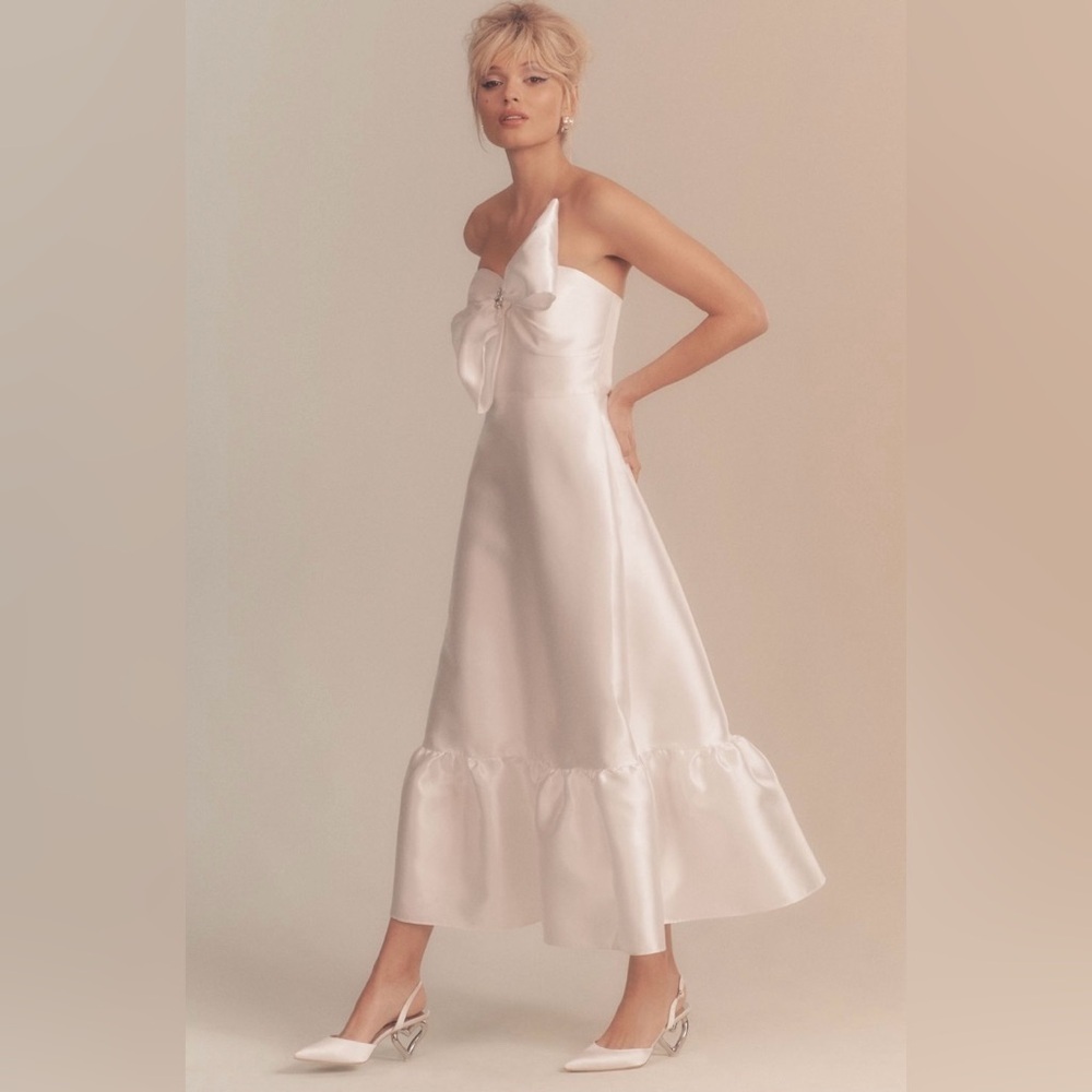 Anthropologie X Hutch Strapless Crystal Bow-Tie Midi Dress Size 10 Nwt